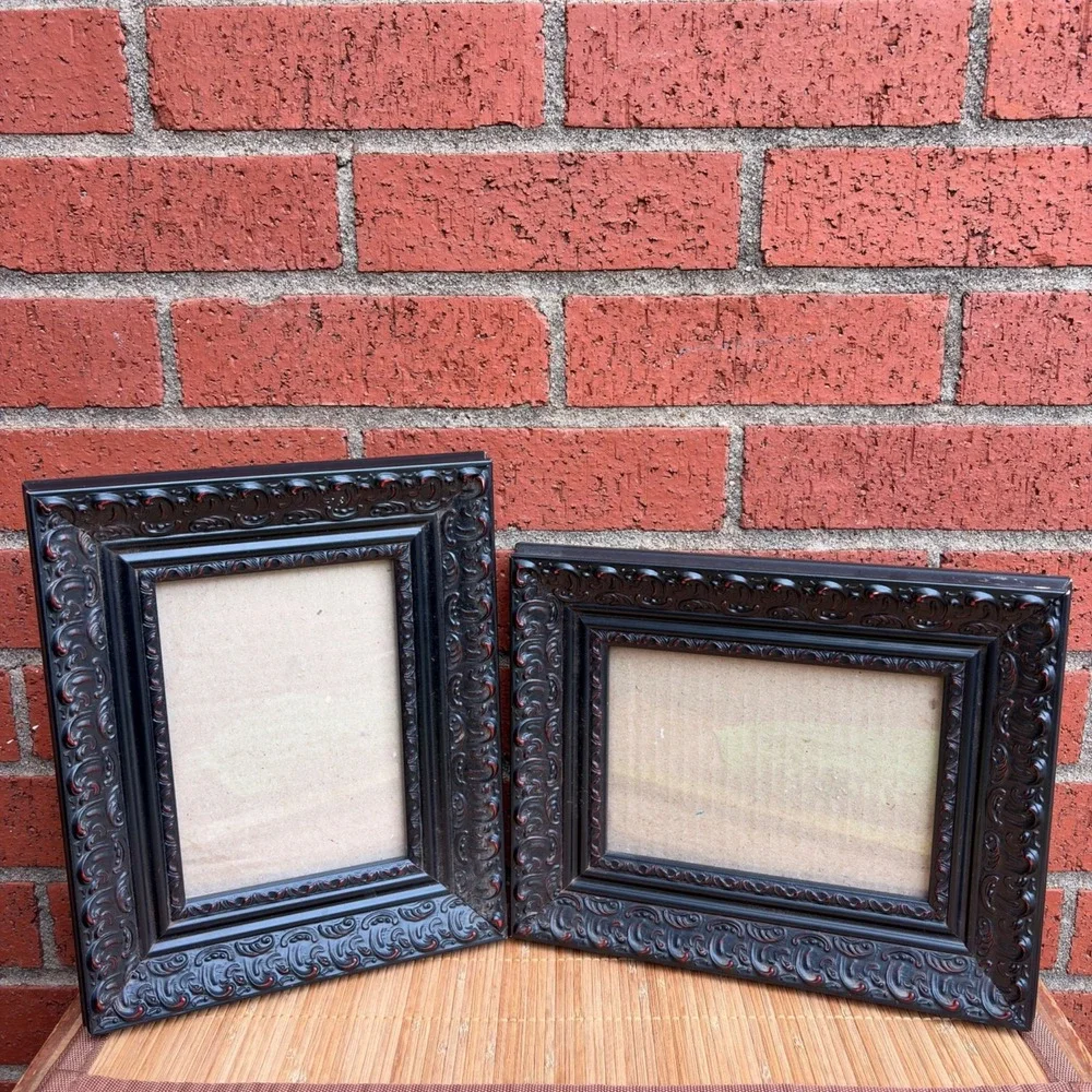 Black Ornate Vintage Picture Frames Set Of 2 For 5x7 Photos Decorative Scolls